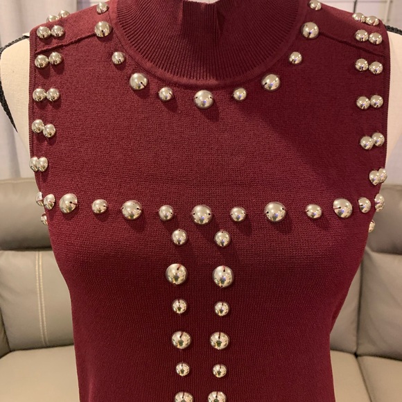Burgundy inc concepts dress with studded design - Picture 2 of 4